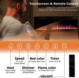 72 Inch Ultra Thin Electric Fireplace-Narrow Bezel Linear Fireplace Heater Recessed Wall Mounted