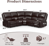 Home Theater Seating Reclining Sectional Sofa, 5 Seats Soft Leather Recliner Corner Sectional Couch