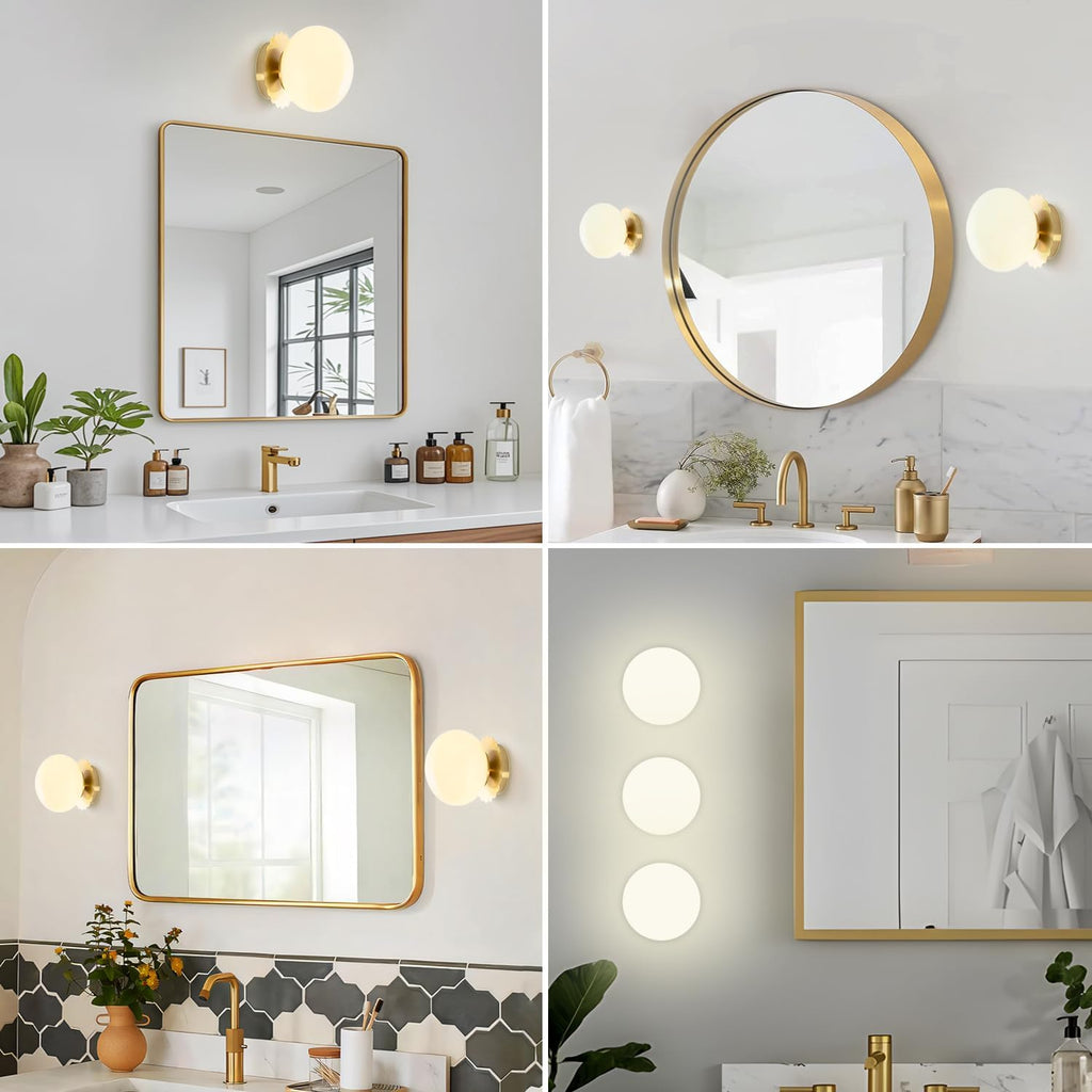 Modern Globe Glass Wall Sconces- Minimalist Home Shop Decor Wall Light 7" Glass Shade Hardwired- 1 Light Mid Century