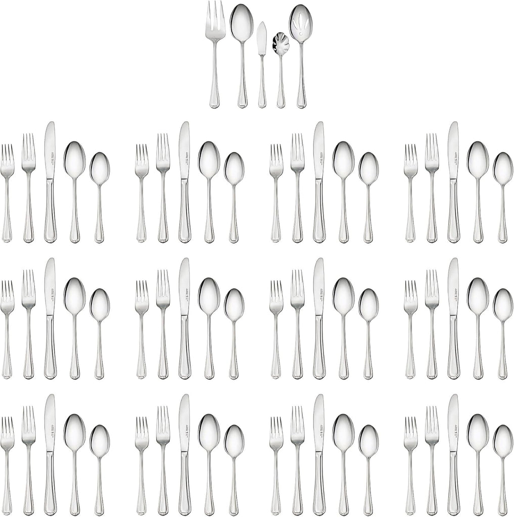 Alcea 65-Piece Flatware Set, Stainless Steel, Silver