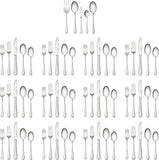 Alcea 65-Piece Flatware Set, Stainless Steel, Silver