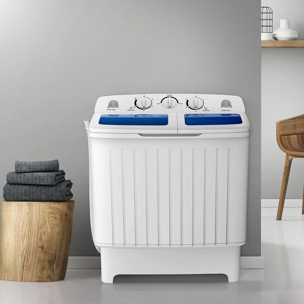 Portable Washing Machine, Twin Tub 20 Lbs Capacity, Compact Laundry Washer(12 Lbs) and Spinner(8 Lbs), Durable Design