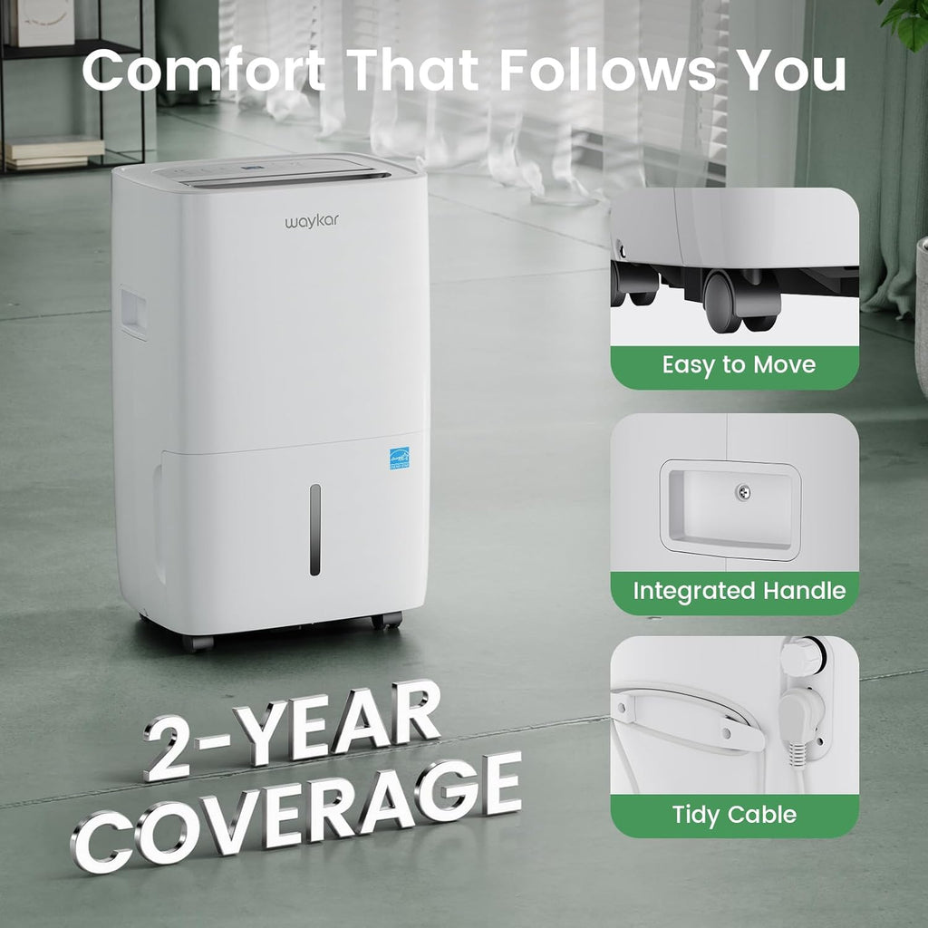 80 Pints 2025 Energy Star Dehumidifier for Spaces up to 5,000 Sq. Ft for Basement and Home
