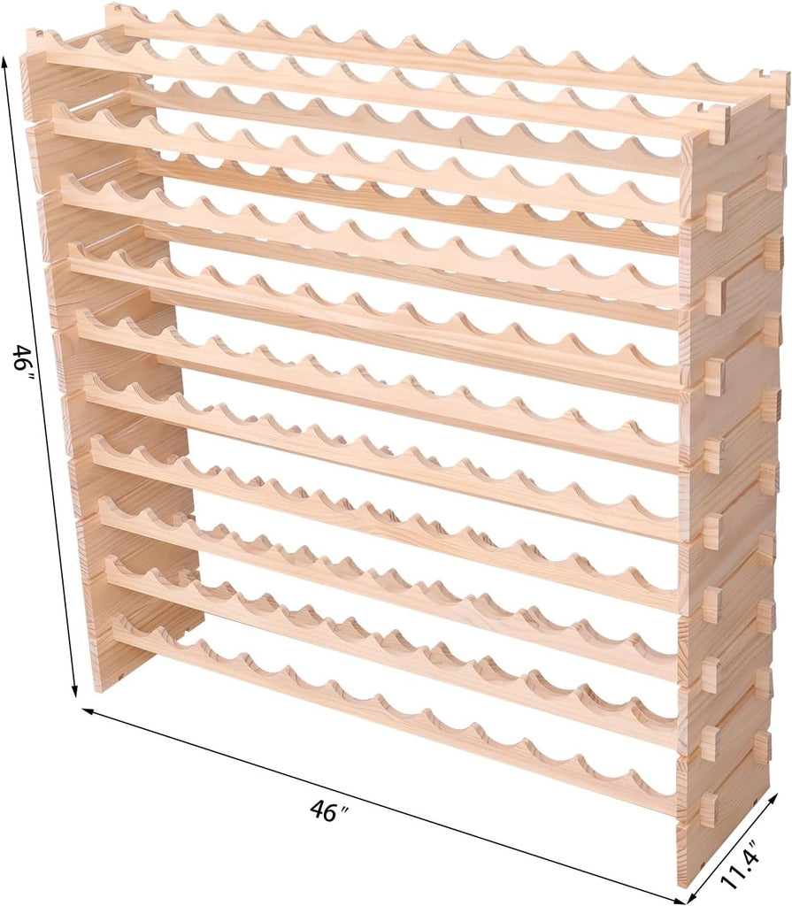 Freestanding Wine Rack Cabinet Floor Standing 120 Bottle Pine Stackable Storage Modular Wine Rack Display Stand