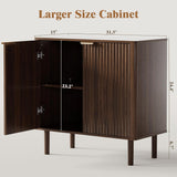 Sideboard Buffet Cabinet with Storage, Modern Fluted Accent Credenza with Doors & Adjustable Shelves