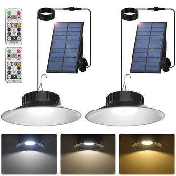 Solar Chicken Coop Light with Timer, 2 Pack Solar Pendant Lights