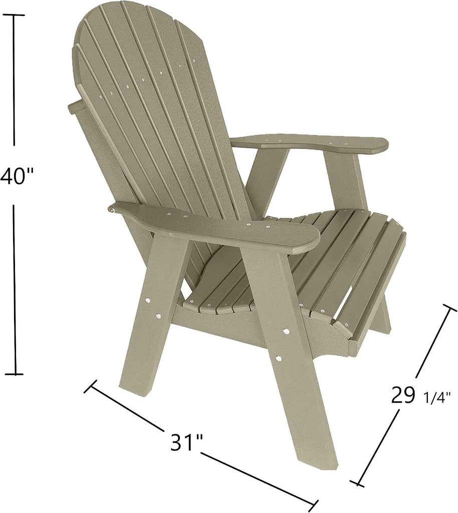 Upright Adirondack Chair - Faux Wood Adirondack - Poly Outdoor Furniture for Fire Pit Seating & Cab , Weatherwood