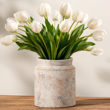 Ceramic Flower Vase 7.5 inch Farmhouse Rustic Vase