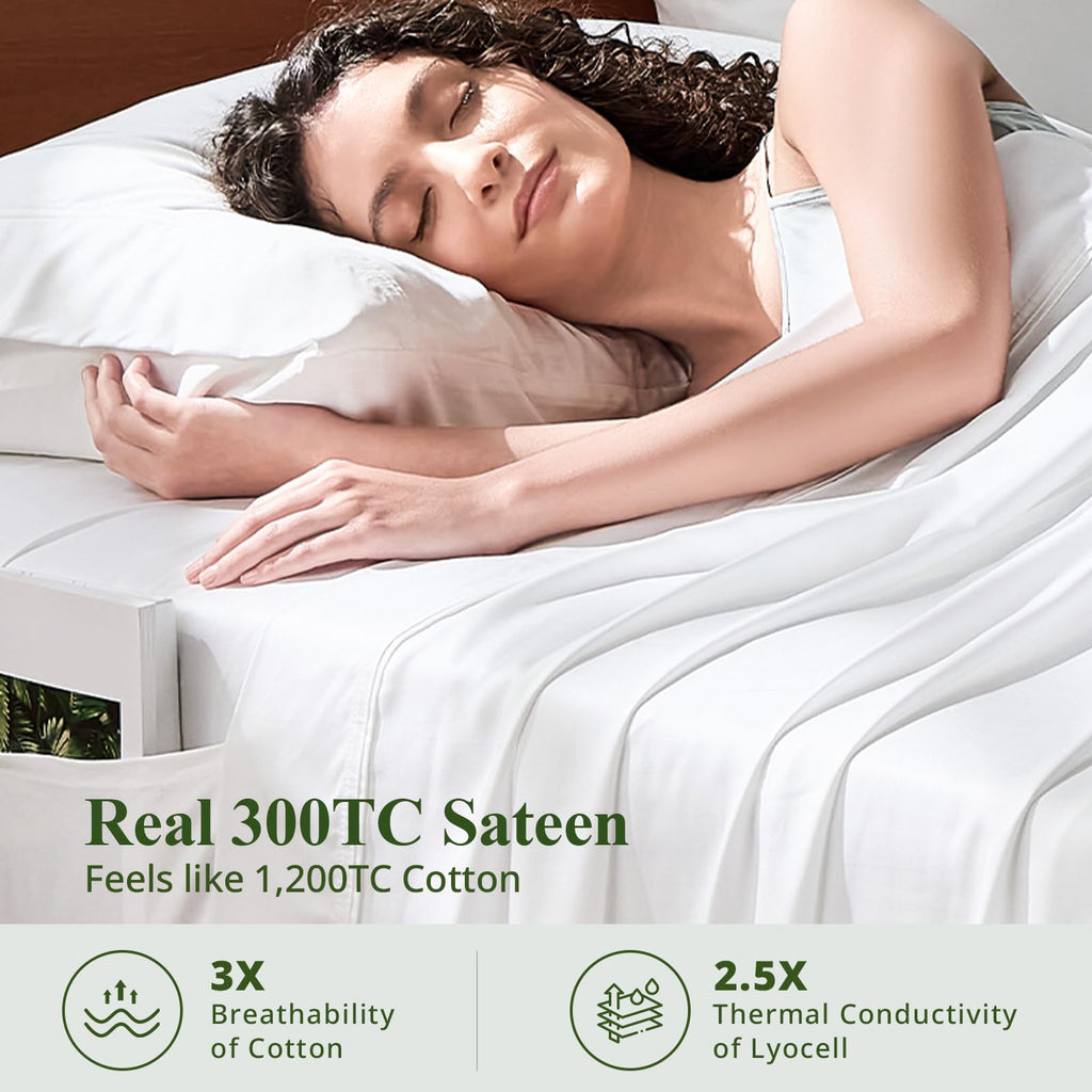 Bamboo Viscose Sheet Set Queen Size, Cooling Sheets Bed Set