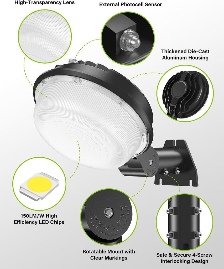 150W LED Barn Light Dusk to Dawn, 21000LM Outdoor Yard Light 5000K Aluminum | Outdoor Security Flood Lighting with