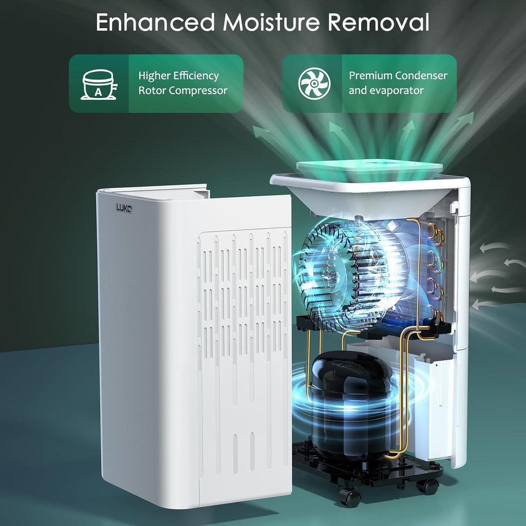 2000 Sq. Ft Dehumidifiers for Large Room and Basements, 30 Pints Dehumidifier with Drain Hose, Auto or Manual Drainage
