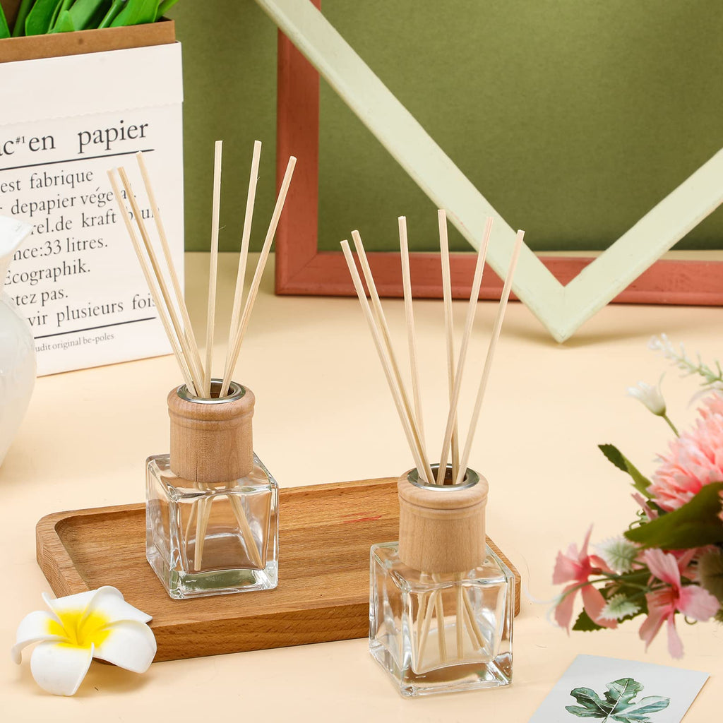 40 Set Reed Diffuser Bottles 50ml Glass Wooden Caps Rattan Sticks