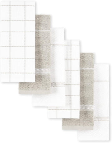 Modern Waffle Kitchen Towel Set 6-Pack, Linen, 16"x28"