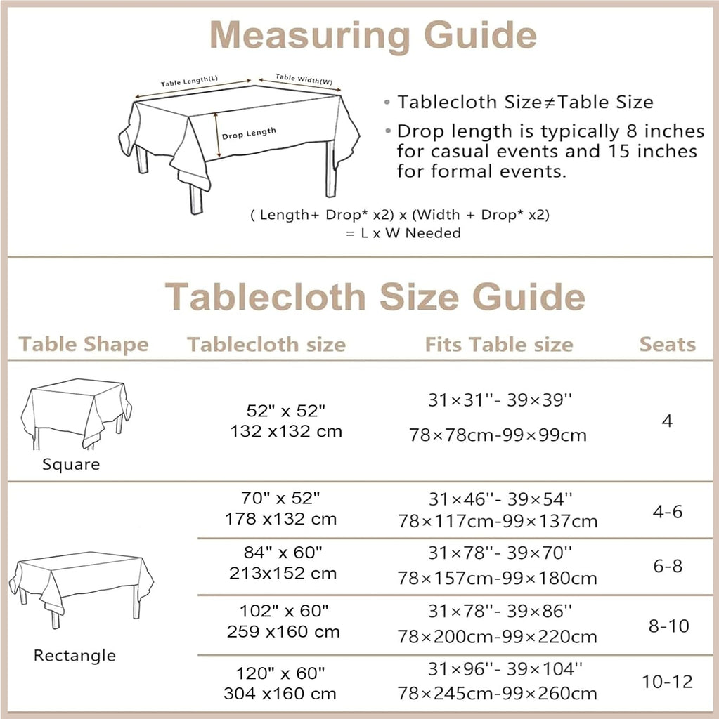 Natural Tablecloth, Rectangle Tablecloth with Decorative Cutouts, Stain Resistant & Wrinkle Free Tab