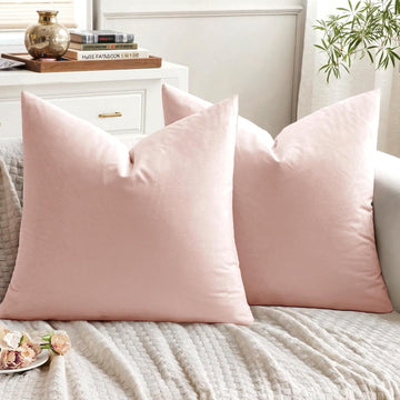 Pack of 2 Velvet Throw Pillow Covers Decorative Square Pillowcase Soft Solid Cushion Case