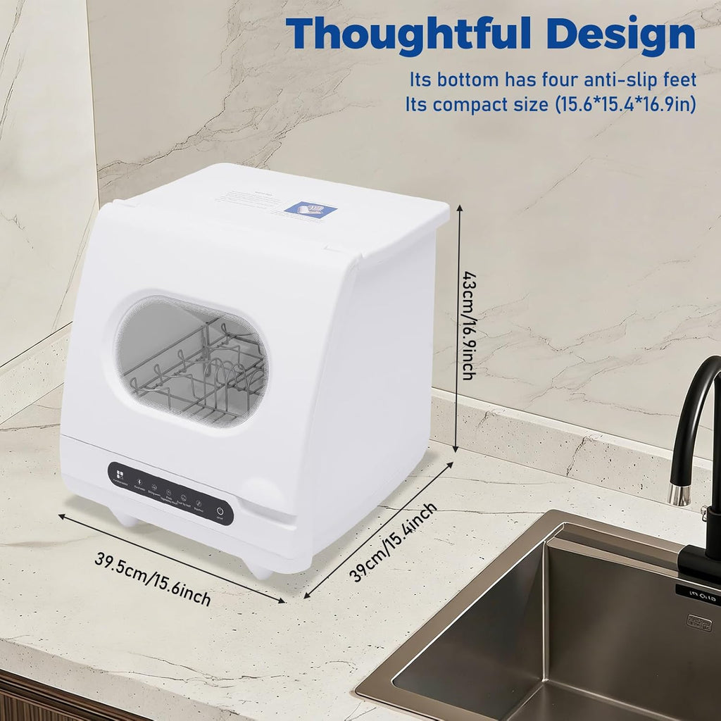 Portable Countertop Dishwashers, 800W 6-Sets 5 Washing Programs Desktop Non Installation Dishwasher Compact Dishwasher
