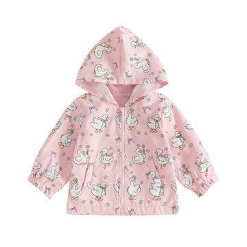 Toddler Baby Girls Rain Jacket Lightweight Hooded Raincoat Kids Outerwear