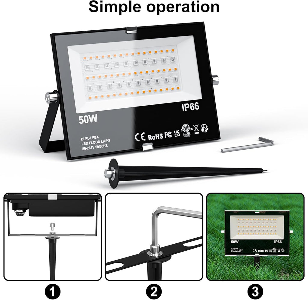 LED Flood Light Outdoor 500W Equivalent 5000LM,Bluetooth RGBW Colored Floodlight Landscape Lighting with APP