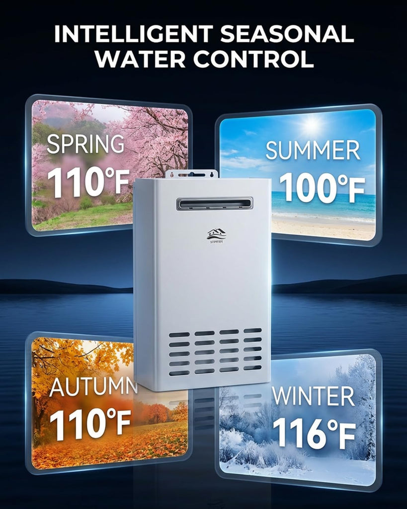 Propane Tankless Water Heater Outdoor, 5.2 GPM 130000 BTU On Demand Hot Water Heater with Remote Control