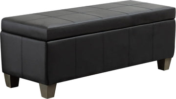 41" Storage Ottoman, Storage Bench with Safety Hinge, Upholstered Synthetic Leather Ottoman Bench , Foot Rest