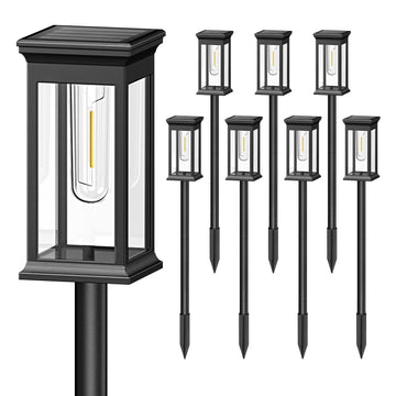 Solar Pathway Lights Outdoor 8 Pack, 2X Bigger Solar Outdoor Lights, Bright Solar Garden Lights Waterproof, Auto