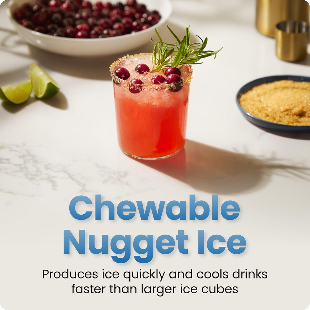 By Nugget Ice Maker Countertop, Pebble Ice Maker Machine, 26 lb in 24 Hours, Ready in 6 Minutes, Removable Ice