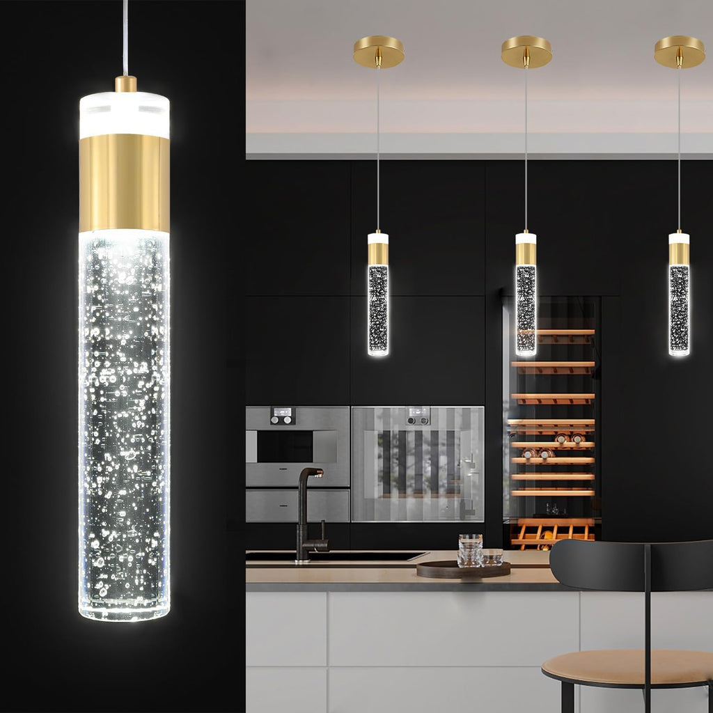 Gold Pendant Light Crystal Pendant Light Fixtures for Kitchen Island Lighting 3000k-6000k LED Modern Adjustable