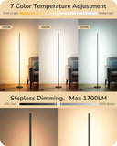 59.8" Modern Floor Lamp, Minimalist Floor lamp with 3 Height Settings, 3 Color Temperature & Stepless Dimming