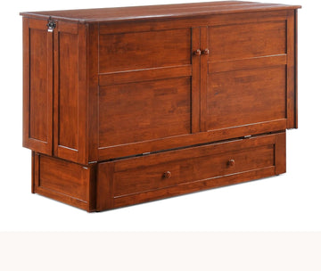 Murphy Cabinet Bed with Mattress, Cherry, Queen
