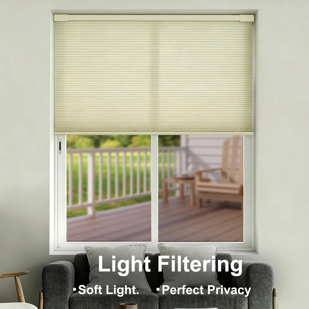 No Drill No Tools Blackout Cellular Shades,Cordless Blinds Windows,Room Darkening Window Shades Honeycomb
