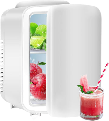 Portable Mini Fridge, 4L/6 Can Cooler and Warmer Compact Refrigerator for Skincare, Cosmetics, Beverage, Food, for