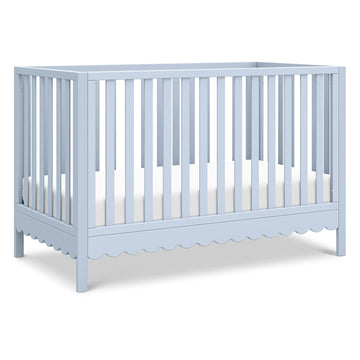 Sammy Scallop 4-in-1 Convertible Baby Crib, Powder Blue | GREENGUARD Gold Certified, Converts to Toddler Bed & Daybed