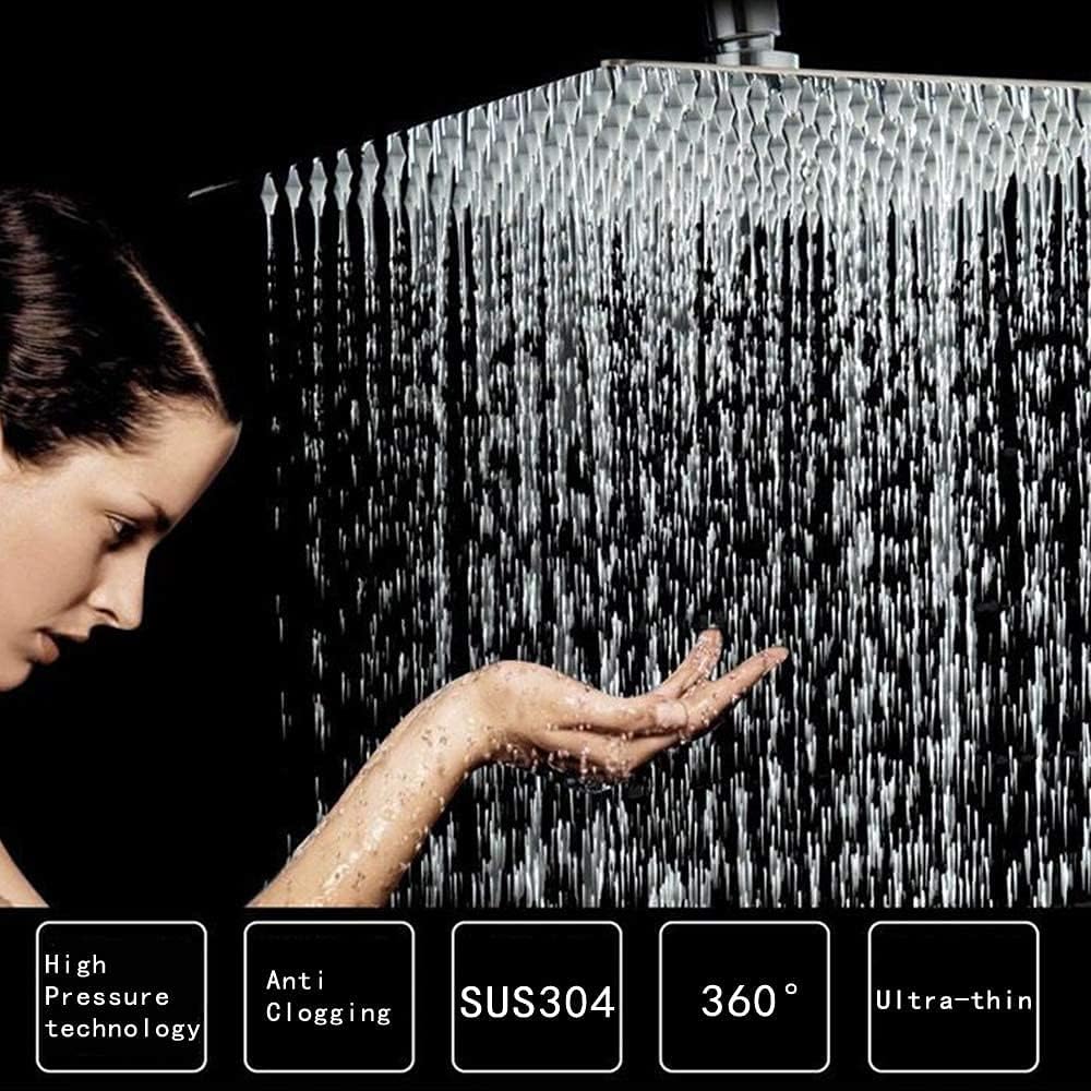 High Pressure Rain Shower Head, 304 Stainless Steel Large Rainfall Showerhead for Bathroom, Easy to Install