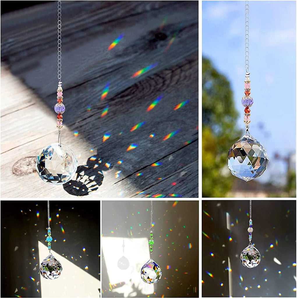 12 PCS Clear Crystal Glass Prism Suncatcher, Christmas Balls Ornaments, Rainbow Pendants Maker
