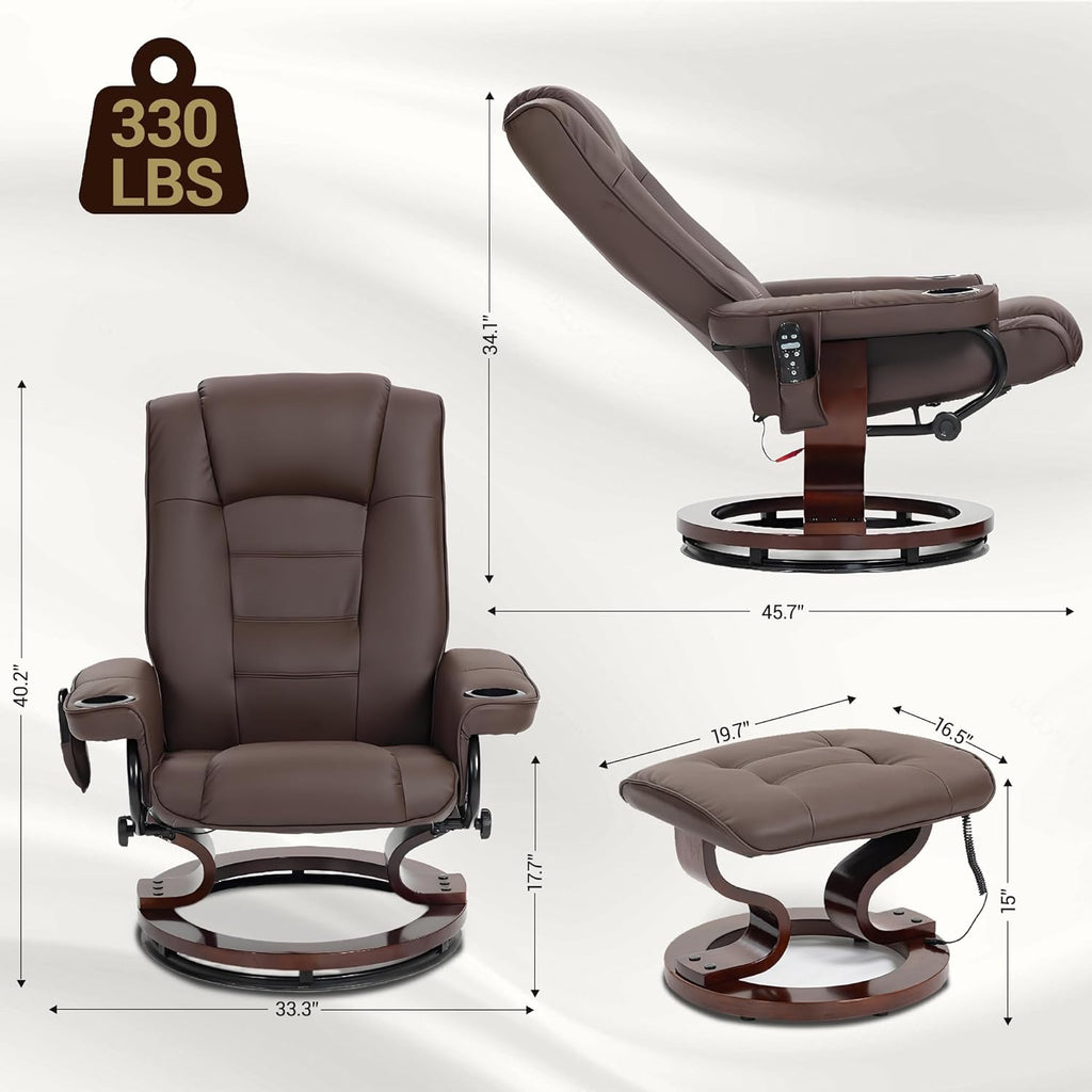 Modern Reclining Lounge Chair — Brown PU Leather
