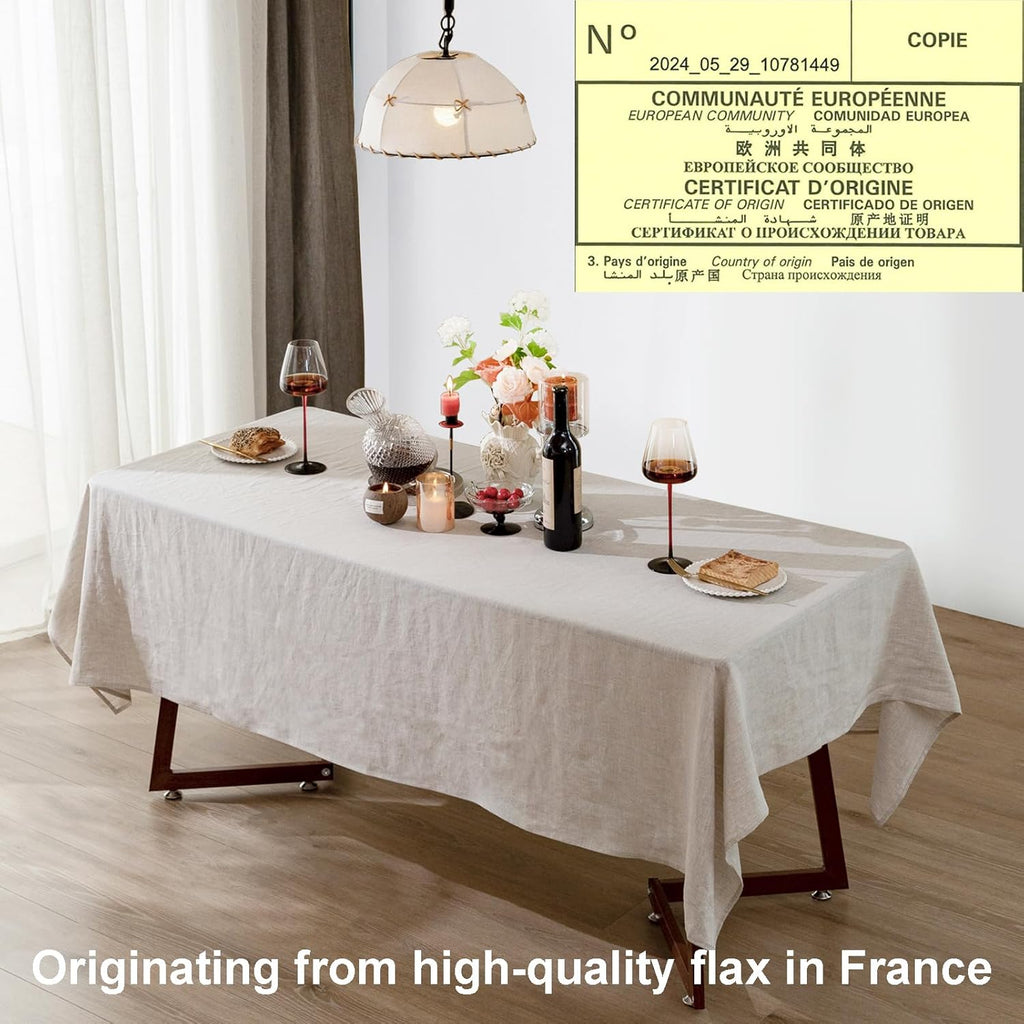 Linen Tablecloth 100% Pure Linen Table Cloth 60x108 Inches Rectangle Tablecloths Washable Cloths, Di