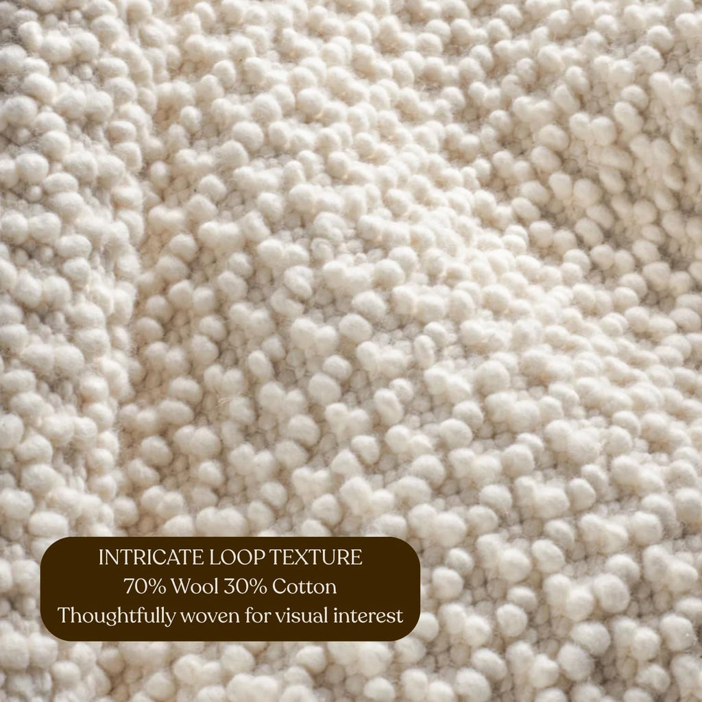 Handwoven Wool Area Rug - Hand Woven Natural Rugs- (Ivory- 10'x14')