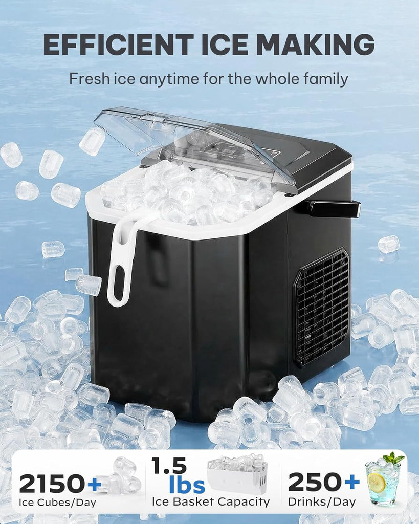 Ice Maker Countertop, Portable Ice Machine with Carry Handle, Self-Cleaning Ice Makers with Basket and Scoop, 9 Cubes