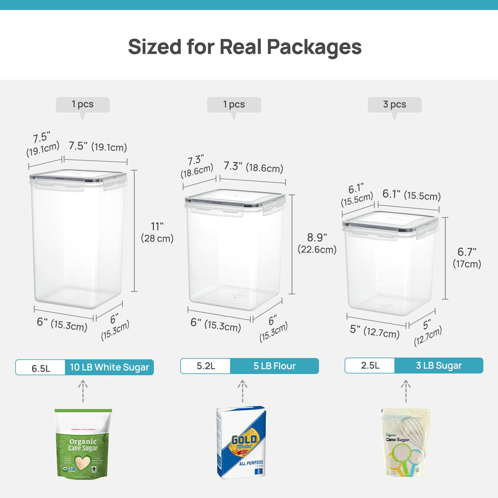 5 PCS Flour and Sugar Storage Container Sets for Regular Bakers
