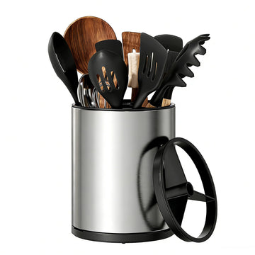 Kitchen Utensil Holder Stainless Steel Rotating Utensil Crock