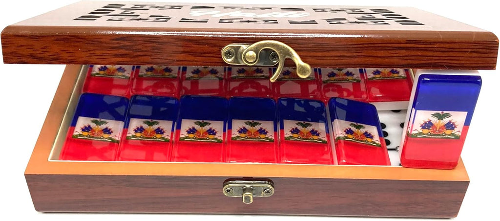 Haiti Flag Premium Edition Haitian Flags Dominoes Set Deluxe - Double Six Domino Adult Tiles with Haiti Flag Design