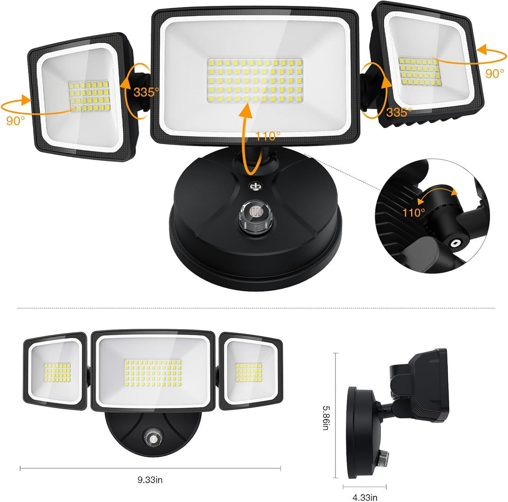 80W Dusk to Dawn Outdoor Lighting,8000LM Black Flood Lights Outdoor,IP65 Waterproof Exterior Security LED Light,3