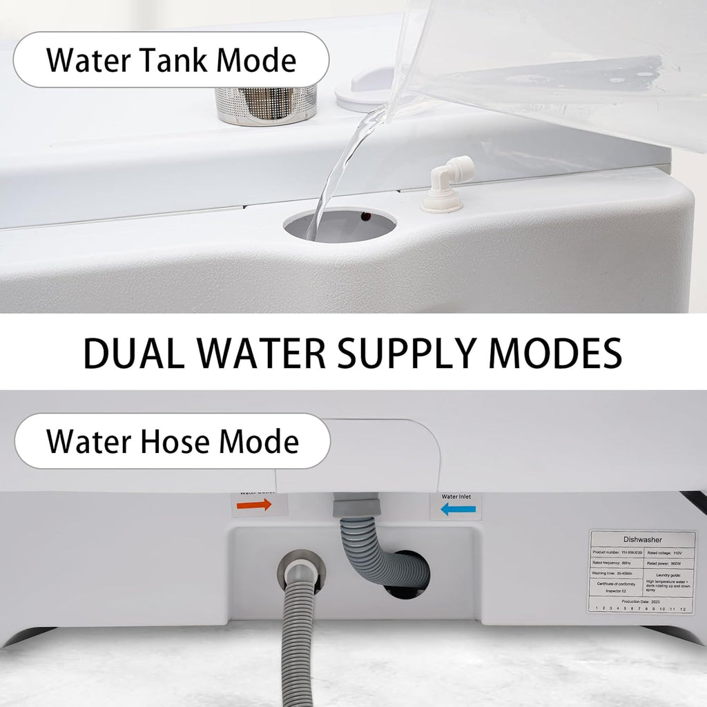 3-in-1 Function Countertop Dishwasher, 900W Portable Mini Dishwasher with 5 Cleaning Modes, 17 Spray Nozzles
