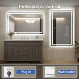 LED Bathroom Mirror 55"x36" Inch Lighted Bathroom Vanity Mirror with Lights, Large, Brighter Frontlit and Backlit