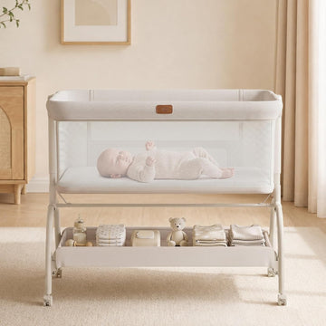 Bassinet Bedside Crib, Stable & Safe, Anti-Reflux for Newborn | Bedside Sleeper with Mattress & Sheet, 6 Adjustable