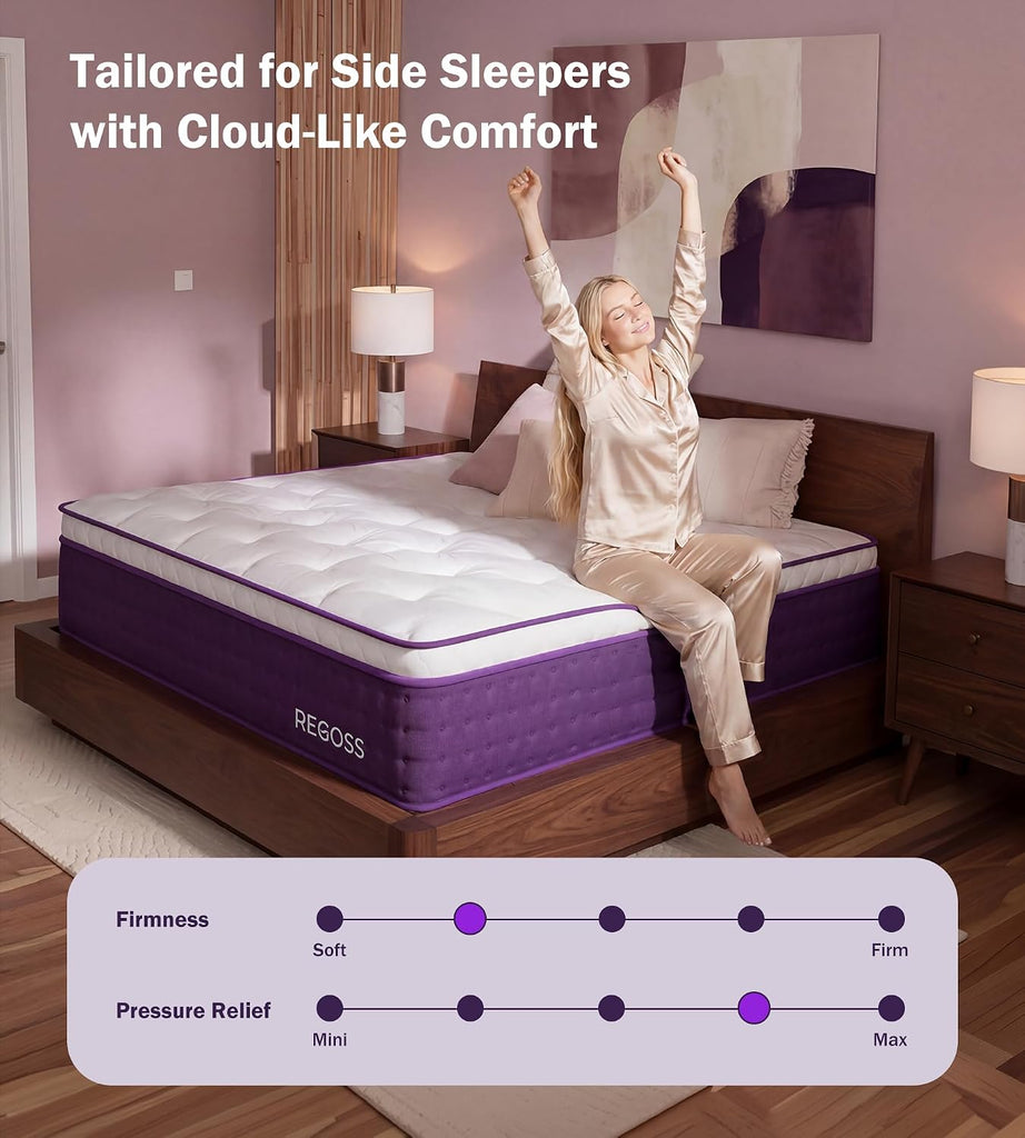 King Mattress 14 Inch Hybrid Mattress in a Box, Soft Medium Plush | Pocketed Springs and Gel Memory Foam, Medium