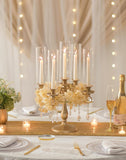 Gold Candelabra Candle Holder: 5 Arm Vintage Candelabras Wedding Centerpieces for Table - Candlestick Candle Holders
