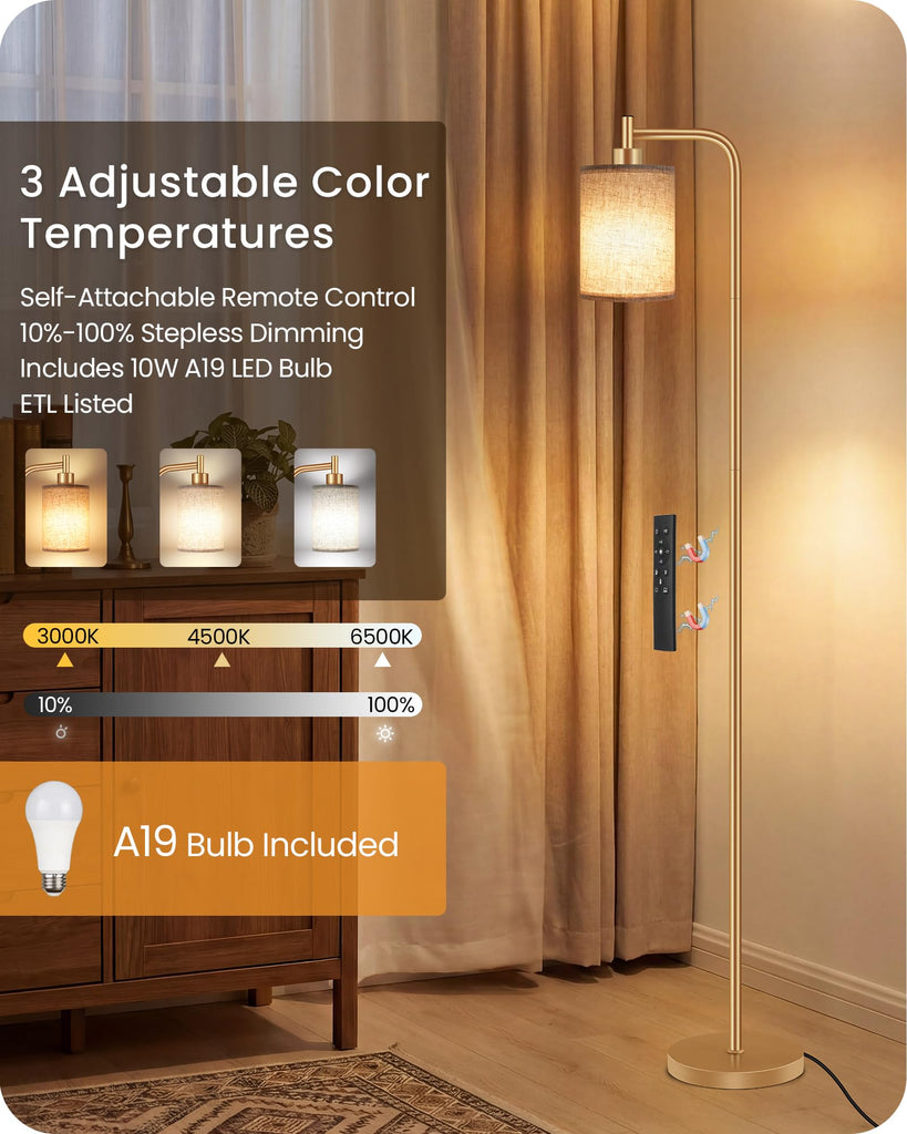 Dimmable Floor Lamp with Remote & 10W Bulb