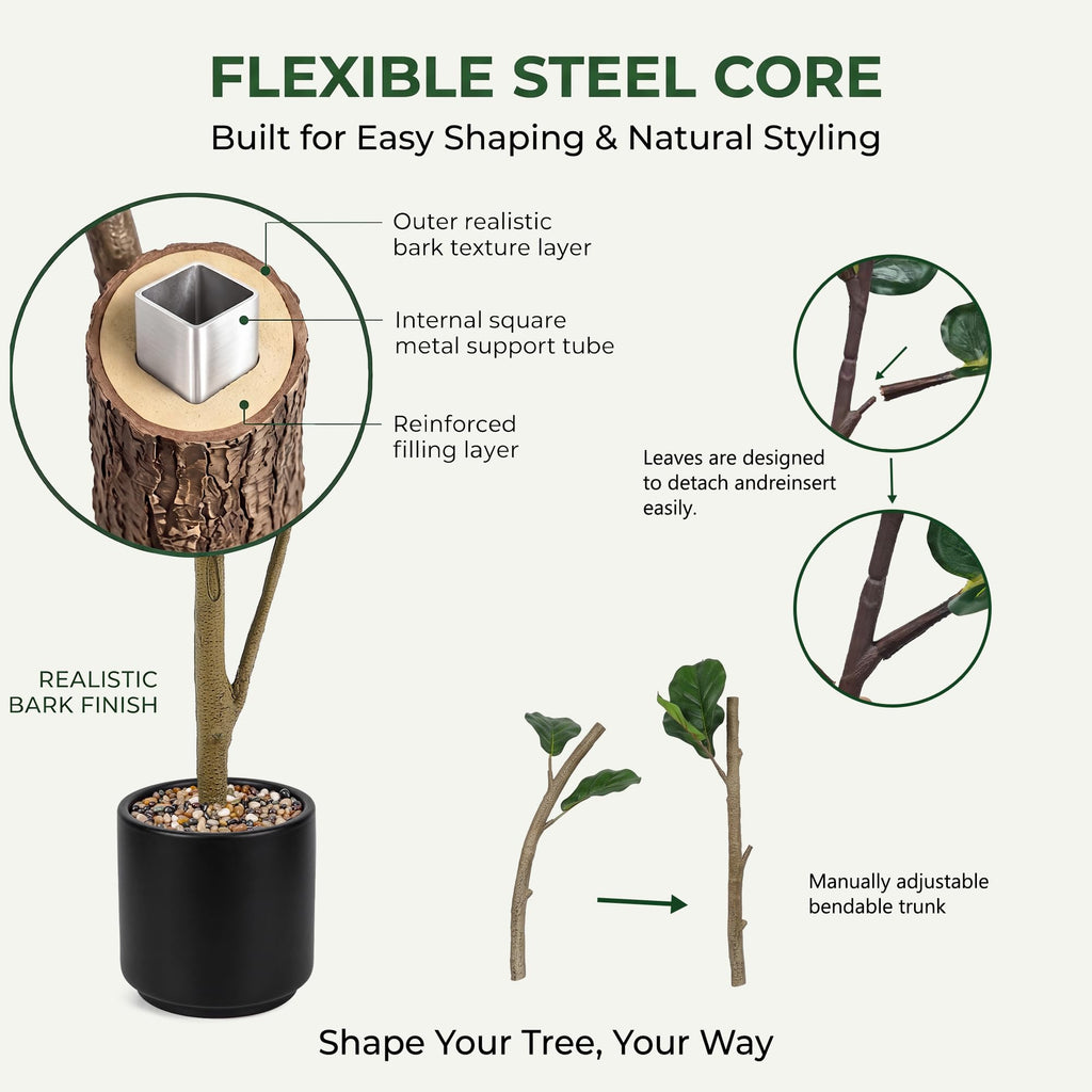 Artificial Fiddle Fig Tree 7FT with Tall Exquisite Planter