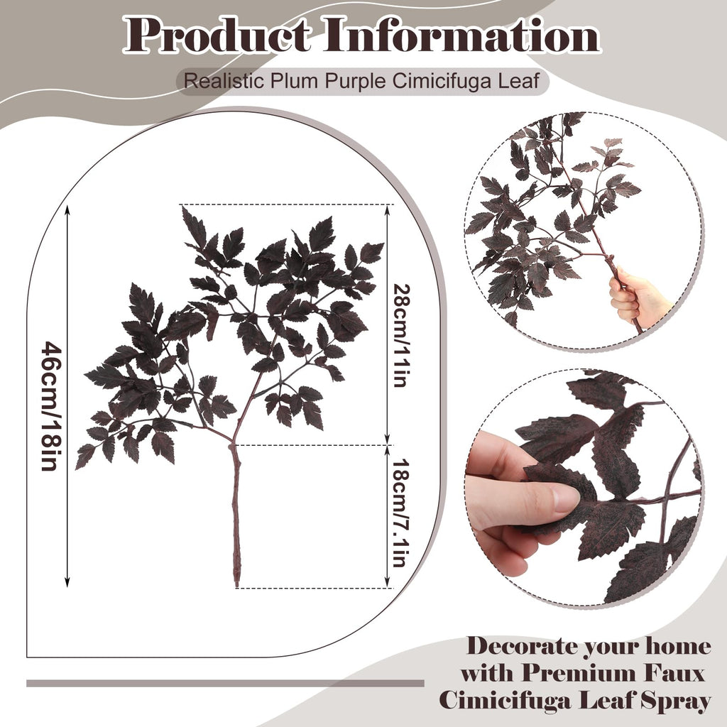 10 Pack 18 Inches Fall Stem Artificial Cimicifuga Plum Leaf Spray